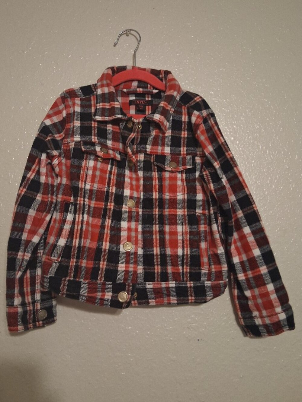 NYC Plaid Flannel Demin Top